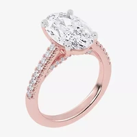 (G-H / Vs2-Si1) Womens 4 1/3 Ct. T.W. Lab Grown White Diamond 14K Gold Oval Side Stone Engagement Ring