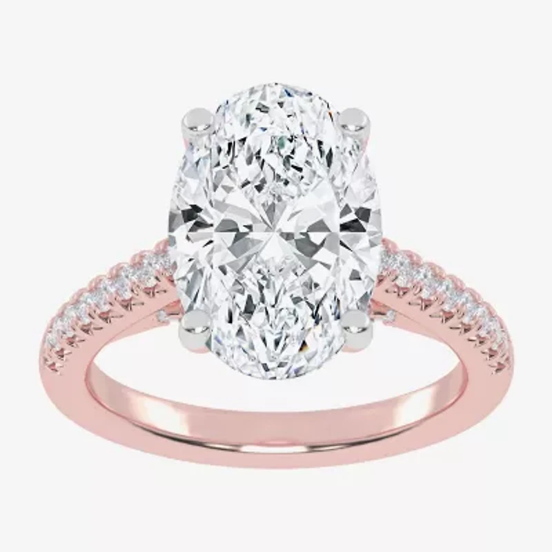 (G-H / Vs2-Si1) Womens 3 1/3 Ct. T.W. Lab Grown White Diamond 14K Gold Side Stone Engagement Ring