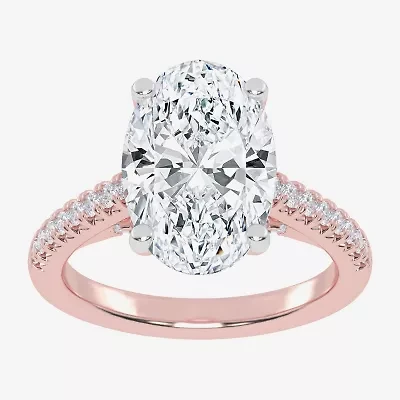 (G-H / Vs2-Si1) Womens 3 1/3 Ct. T.W. Lab Grown White Diamond 14K Gold Side Stone Engagement Ring