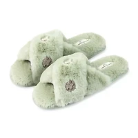 Jessica Simpson Embellished Plush Womens Slip-On Slippers