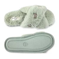 Jessica Simpson Embellished Plush Womens Slip-On Slippers