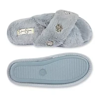 Jessica Simpson Embellished Plush Womens Slip-On Slippers