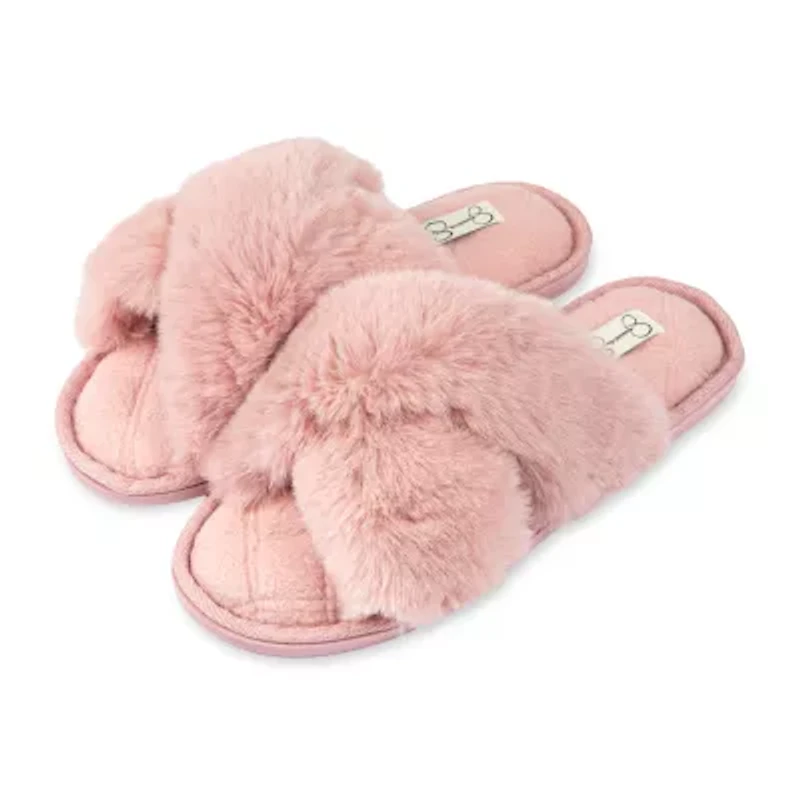 Jessica Simpson Plush Cross Womens Slip-On Slippers
