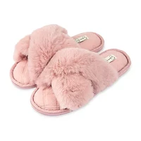 Jessica Simpson Plush Cross Womens Slip-On Slippers