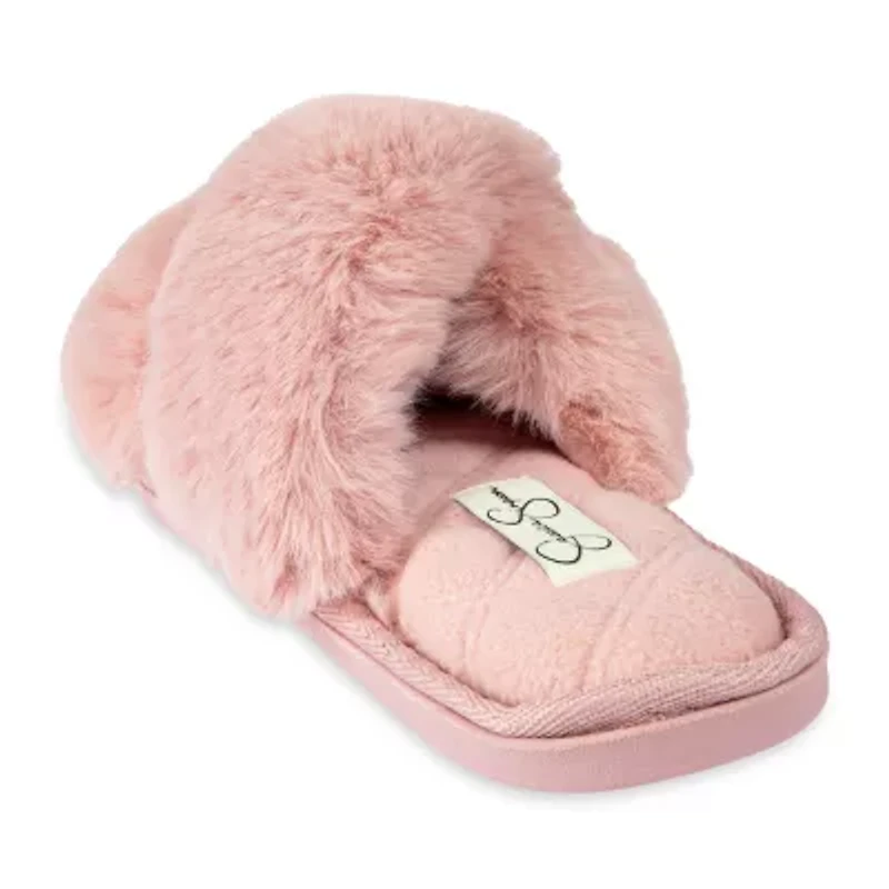 Jessica Simpson Plush Cross Womens Slip-On Slippers
