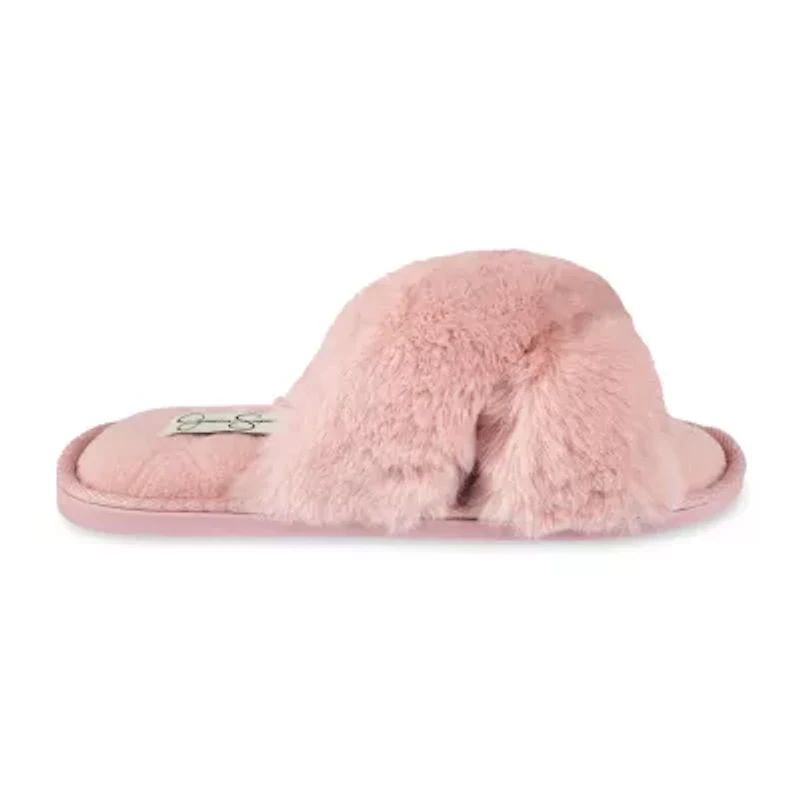 Jessica Simpson Plush Cross Womens Slip-On Slippers