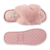 Jessica Simpson Plush Cross Womens Slip-On Slippers