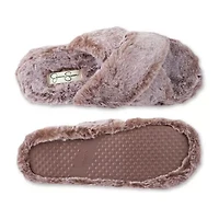 Jessica Simpson Tipped Fur Platform Cross Womens Slip-On Slippers