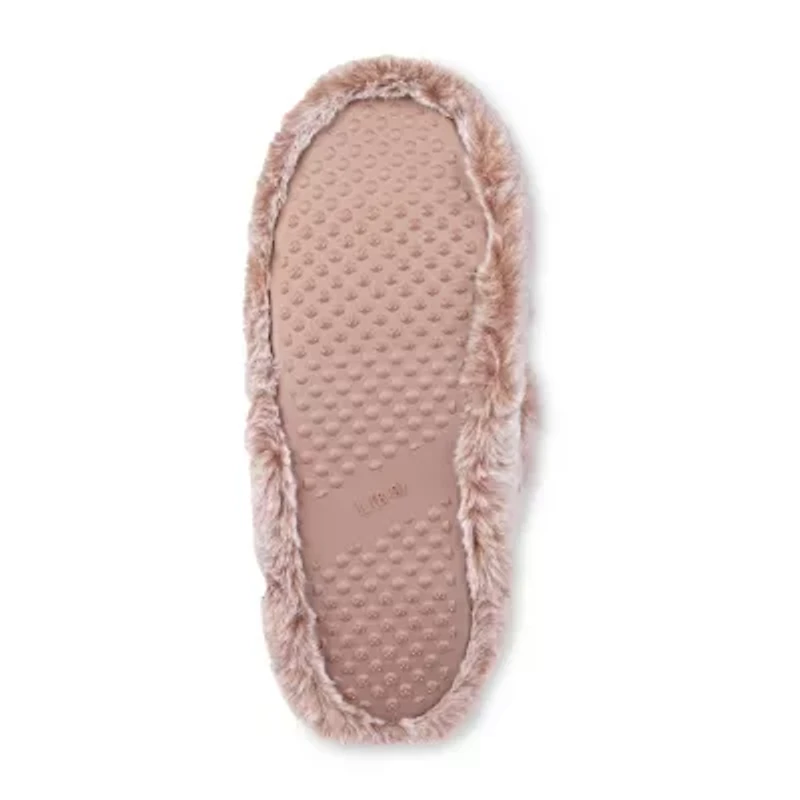 Jessica Simpson Tipped Fur Platform Cross Womens Slip-On Slippers