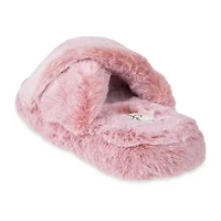 Jessica Simpson Tipped Fur Platform Cross Womens Slip-On Slippers