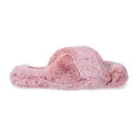 Jessica Simpson Tipped Fur Platform Cross Womens Slip-On Slippers