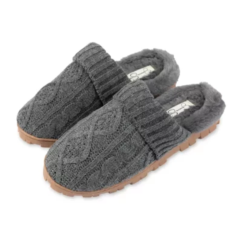 Jessica Simpson Cable Knit Womens Slip-On Slippers