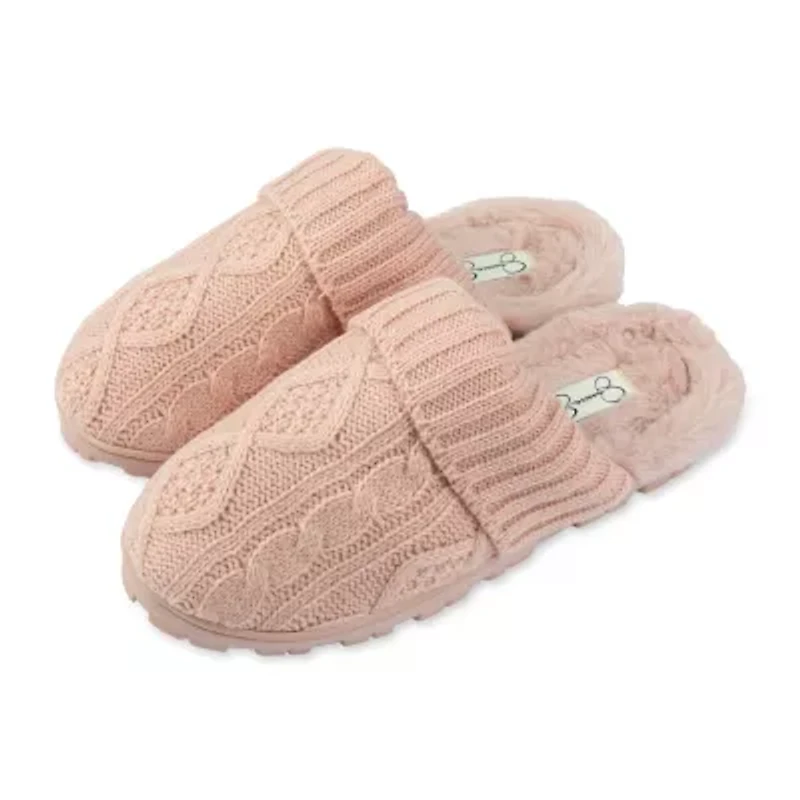 Jessica Simpson Cable Knit Womens Slip-On Slippers