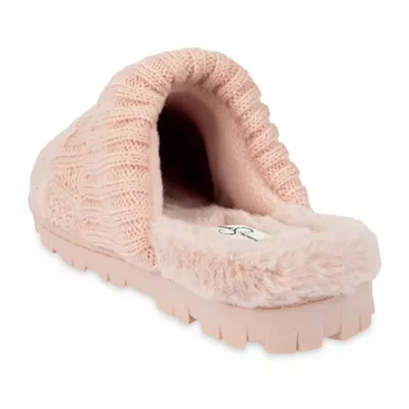 Jessica Simpson Cable Knit Womens Slip-On Slippers