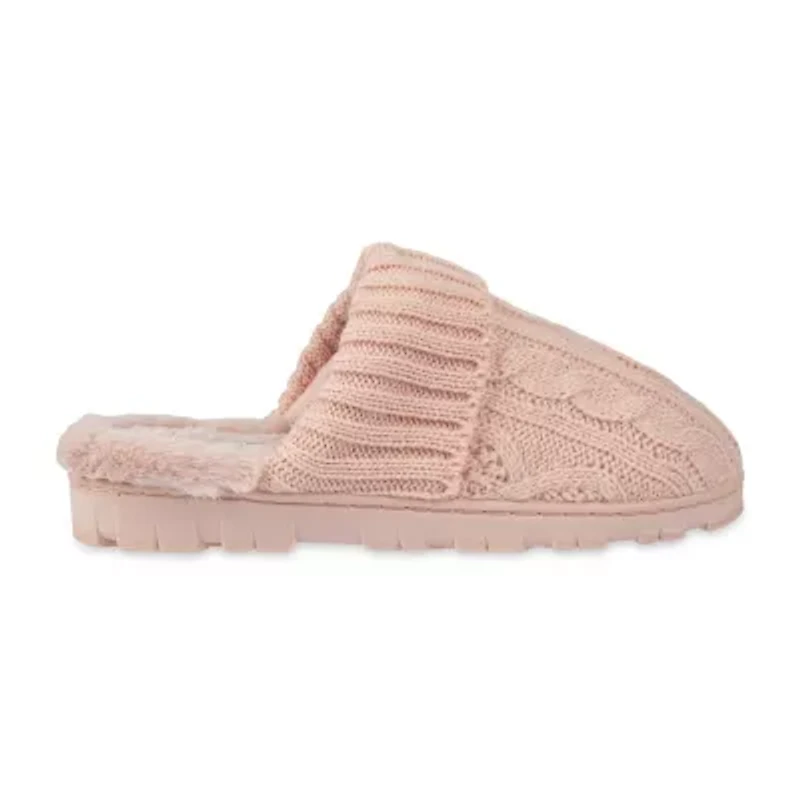 Jessica Simpson Cable Knit Womens Slip-On Slippers