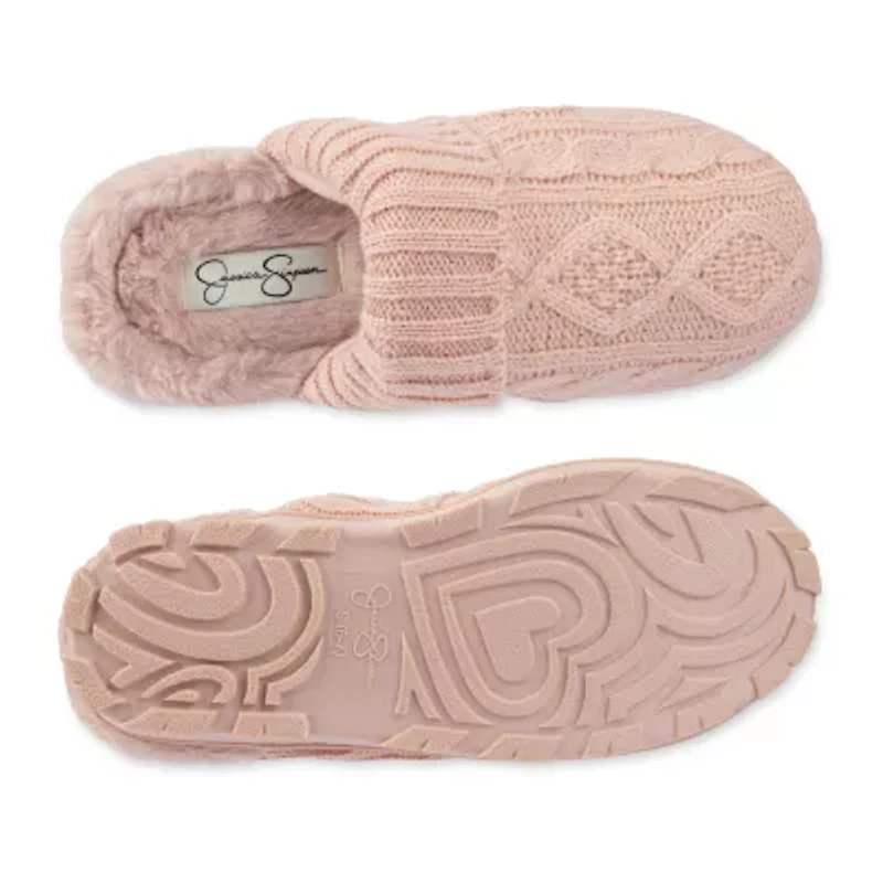 Jessica Simpson Cable Knit Womens Slip-On Slippers