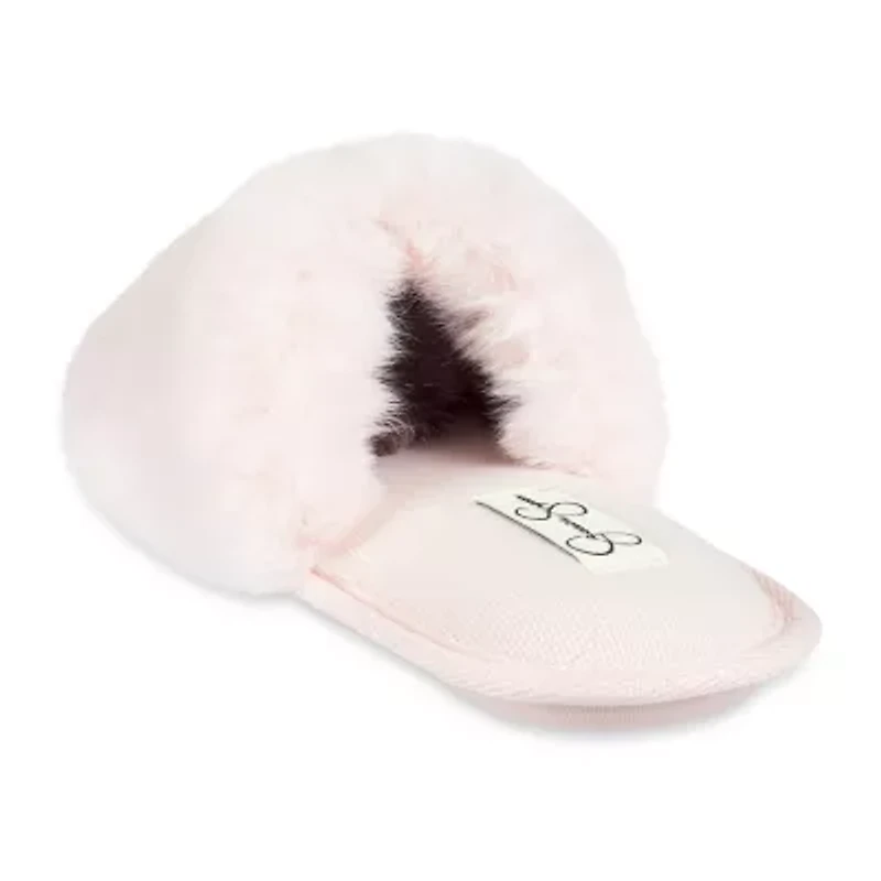 Jessica Simpson High Plush Bunny Fur Slid Womens Slip-On Slippers