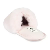 Jessica Simpson High Plush Bunny Fur Slid Womens Slip-On Slippers