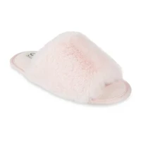 Jessica Simpson High Plush Bunny Fur Slid Womens Slip-On Slippers