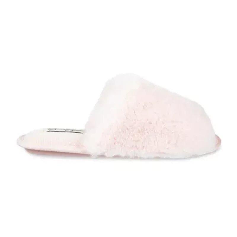 Jessica Simpson High Plush Bunny Fur Slid Womens Slip-On Slippers