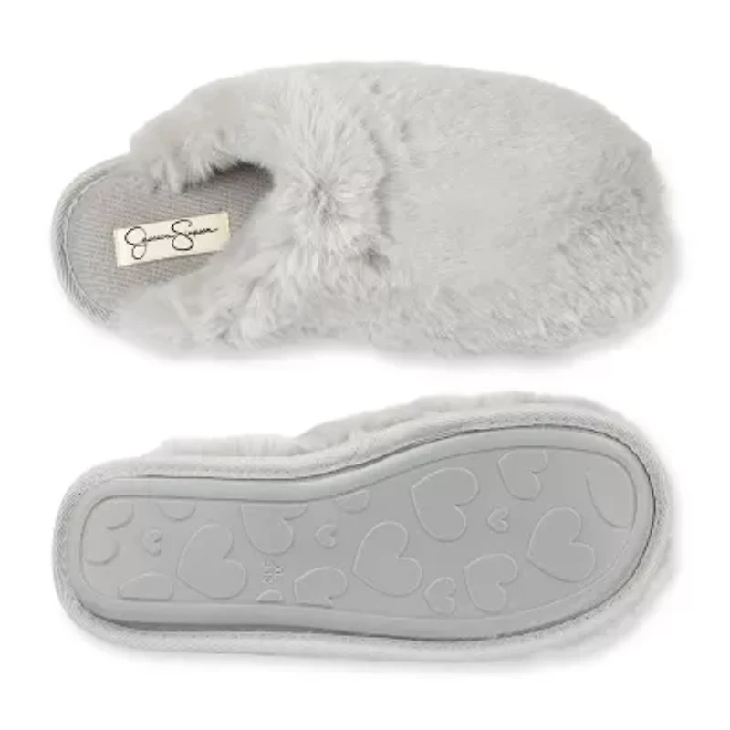 Jessica Simpson High Plush Scuff With Jersey Womens Slip-On Slippers