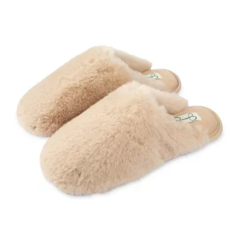Jessica Simpson High Plush Scuff With Jersey Womens Slip-On Slippers
