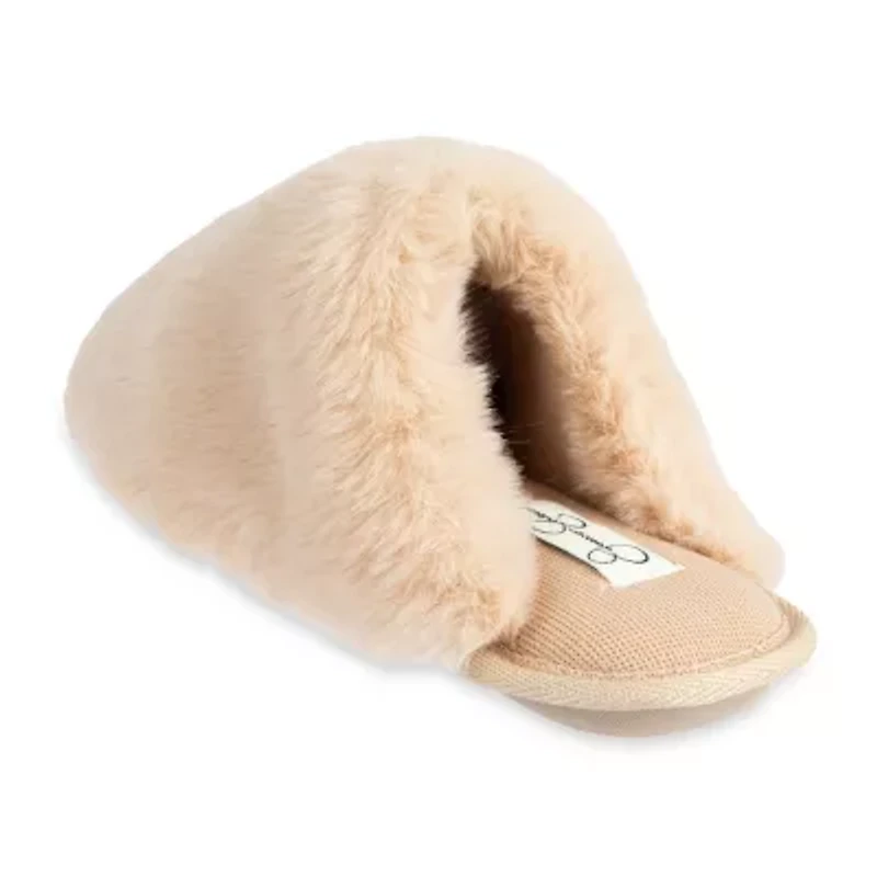 Jessica Simpson High Plush Scuff With Jersey Womens Slip-On Slippers