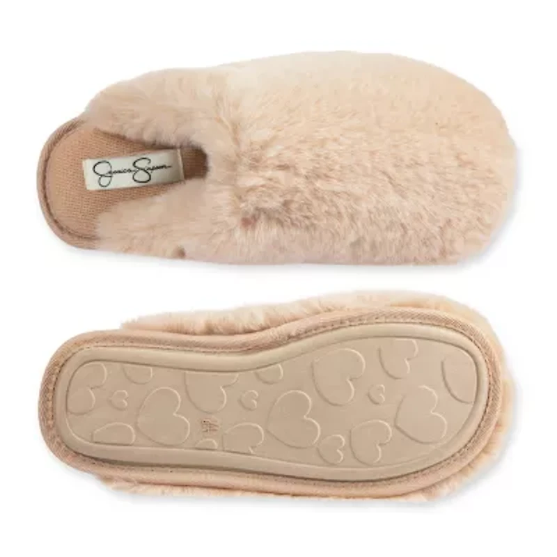 Jessica Simpson High Plush Scuff With Jersey Womens Slip-On Slippers