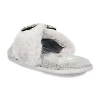 Jessica Simpson Beaded Bow Icon Plush Cross Womens Slip-On Slippers