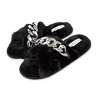 Jessica Simpson Oversized Chain Plush Womens Slip-On Slippers