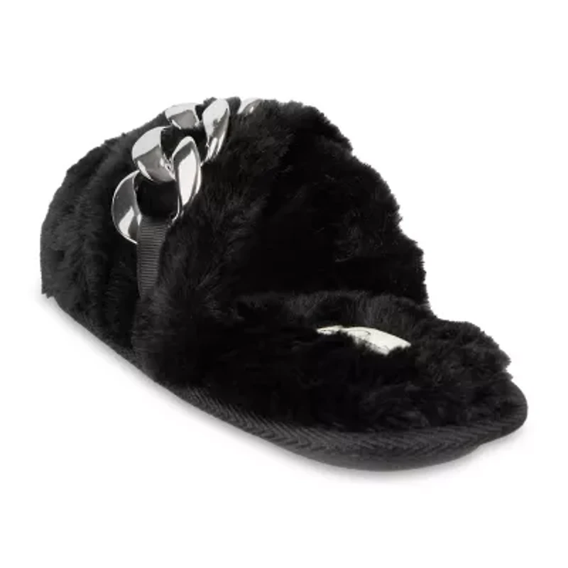Jessica Simpson Oversized Chain Plush Womens Slip-On Slippers