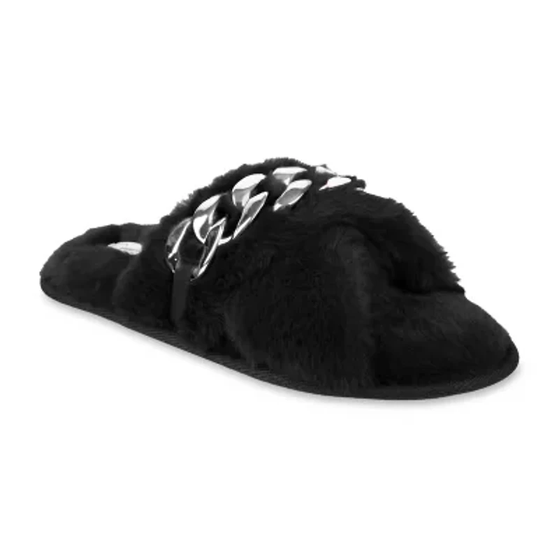 Jessica Simpson Oversized Chain Plush Womens Slip-On Slippers