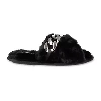 Jessica Simpson Oversized Chain Plush Womens Slip-On Slippers