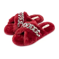Jessica Simpson Oversized Chain Plush Womens Slip-On Slippers