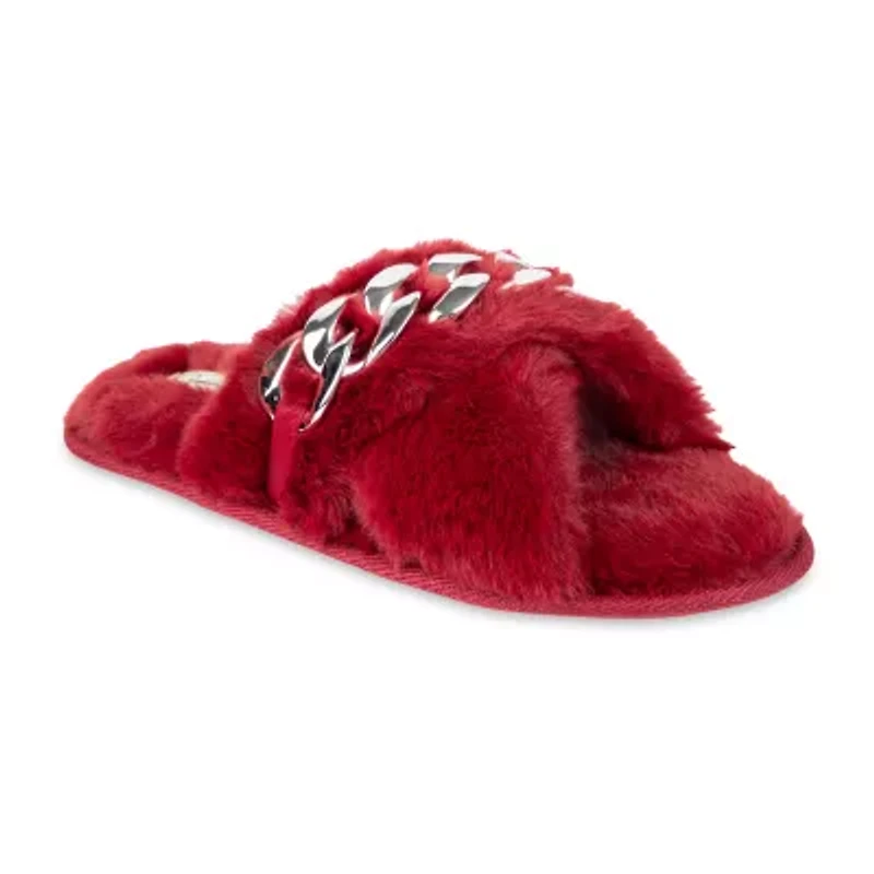 Jessica Simpson Oversized Chain Plush Womens Slip-On Slippers