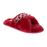 Jessica Simpson Oversized Chain Plush Womens Slip-On Slippers