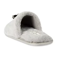 Jessica Simpson Embellished Bow Plush Womens Slip-On Slippers