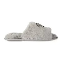 Jessica Simpson Embellished Bow Plush Womens Slip-On Slippers