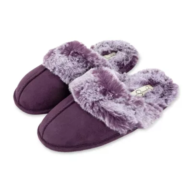 Jessica Simpson Microsuede Scuff With Tipped Womens Slip-On Slippers
