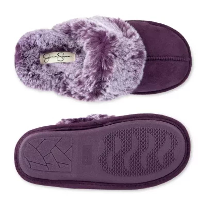 Jessica Simpson Microsuede Scuff With Tipped Womens Slip-On Slippers