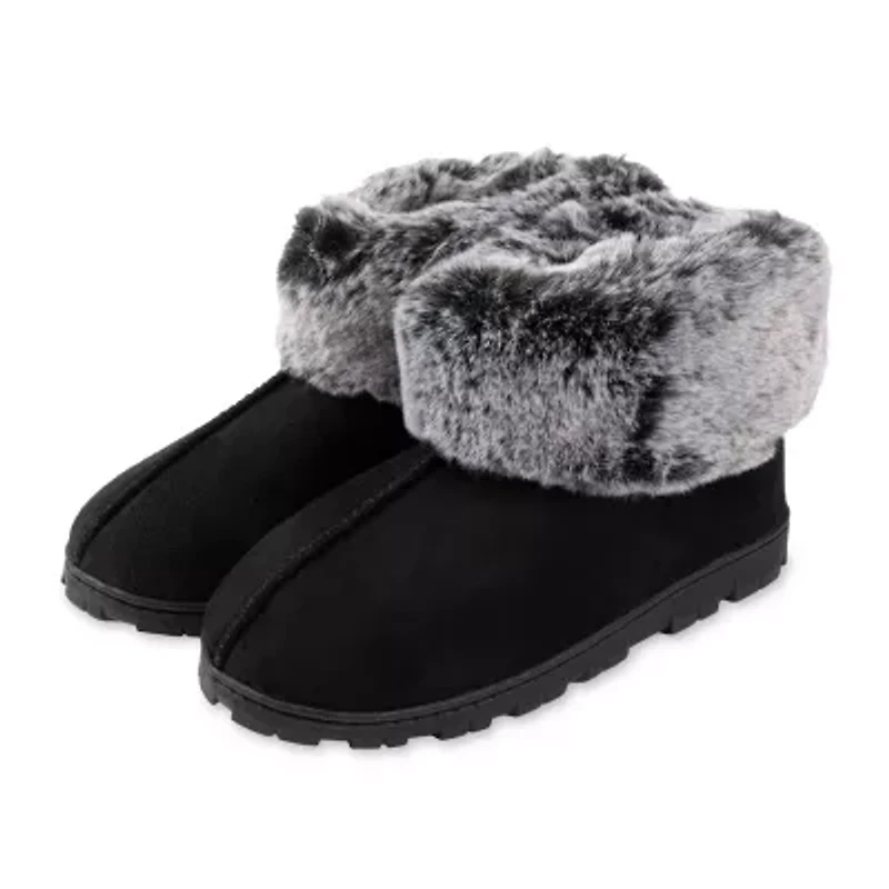 Jessica Simpson Tipped Fur Microsuede Womens Bootie Slippers