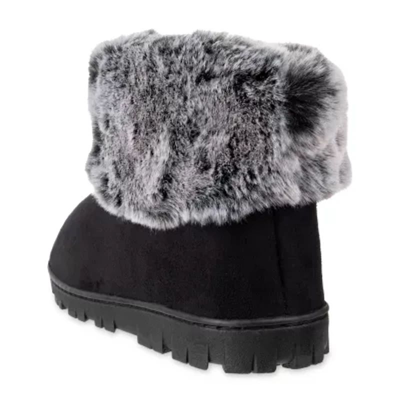 Jessica Simpson Tipped Fur Microsuede Womens Bootie Slippers