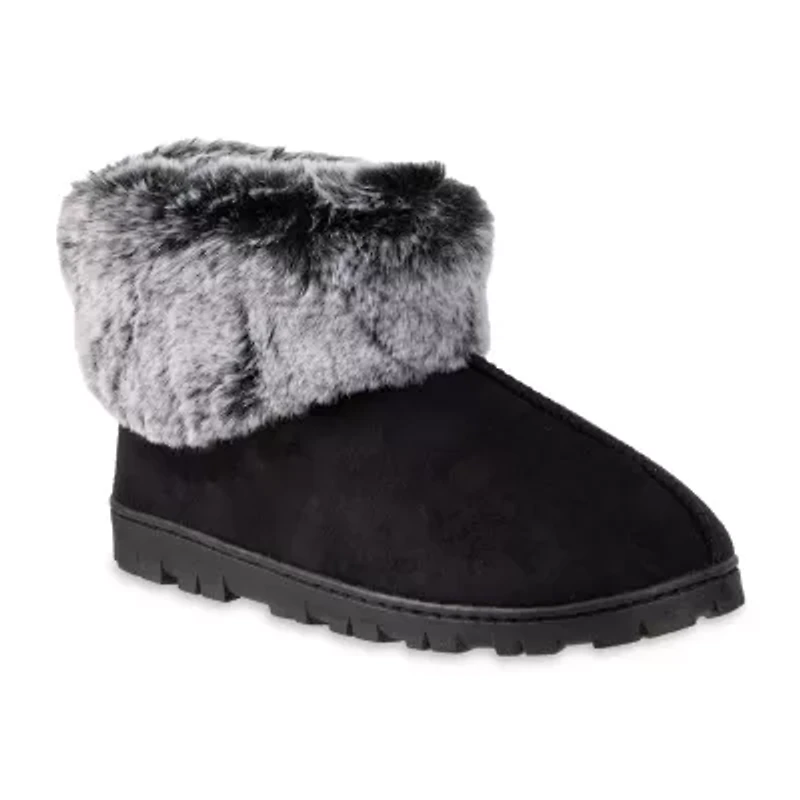 Jessica Simpson Tipped Fur Microsuede Womens Bootie Slippers