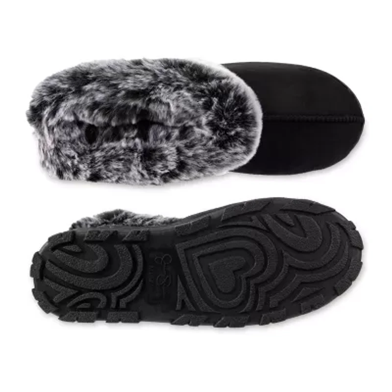 Jessica Simpson Tipped Fur Microsuede Womens Bootie Slippers