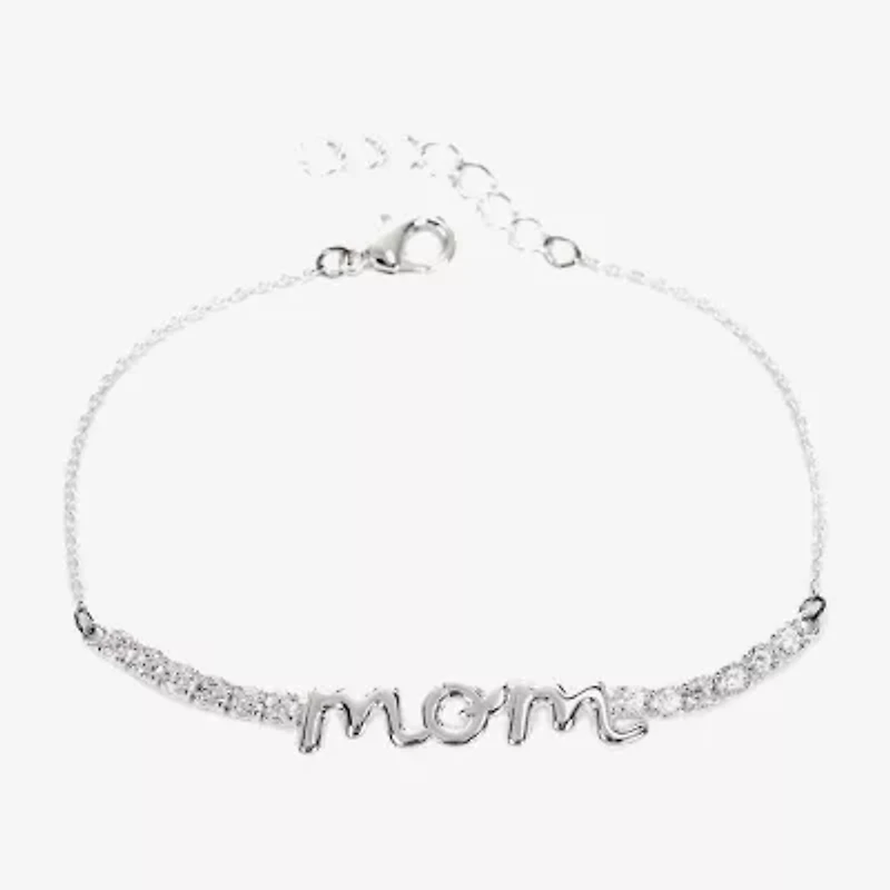 Sparkle Allure Mom Womens Cubic Zirconia Pure Silver Over Brass Tennis Bracelet