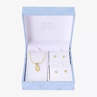 Gratitude & Grace Virgin Mary Girls Cubic Zirconia 14K Gold Over Brass Heart 3-pc. Jewelry Set