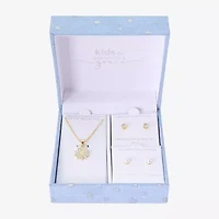 Gratitude & Grace Virgin Mary Girls Cubic Zirconia 14K Gold Over Brass Round 3-pc. Jewelry Set