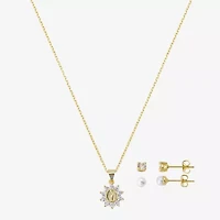Gratitude & Grace Virgin Mary Girls Cubic Zirconia 14K Gold Over Brass Round 3-pc. Jewelry Set