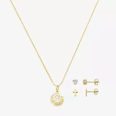 Gratitude & Grace Girls Cubic Zirconia 14K Gold Over Brass Angel Cross 3-pc. Jewelry Set