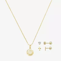 Gratitude & Grace Girls Cubic Zirconia 14K Gold Over Brass Angel Cross 3-pc. Jewelry Set